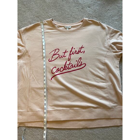Wildfox Women’s But First Cocktails Sweatshirt Size XXL Pink Velvet Spellout - Picture 7 of 8